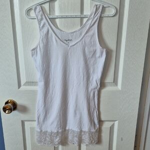 White Lace Trim V-neck Tank Top